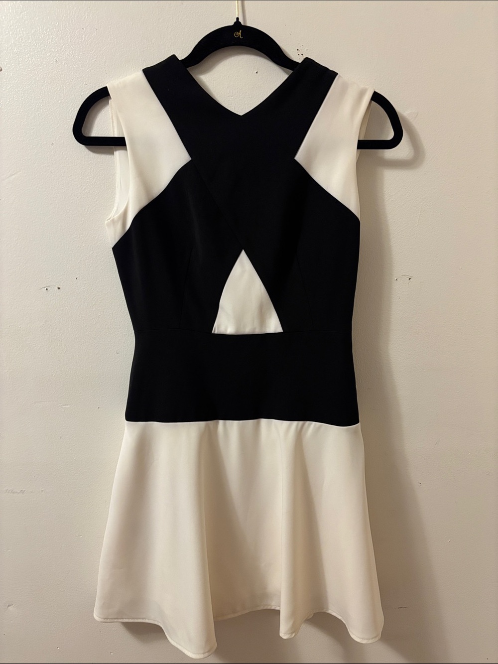 Black and White Sleeveless Fit-and-Flare Dress